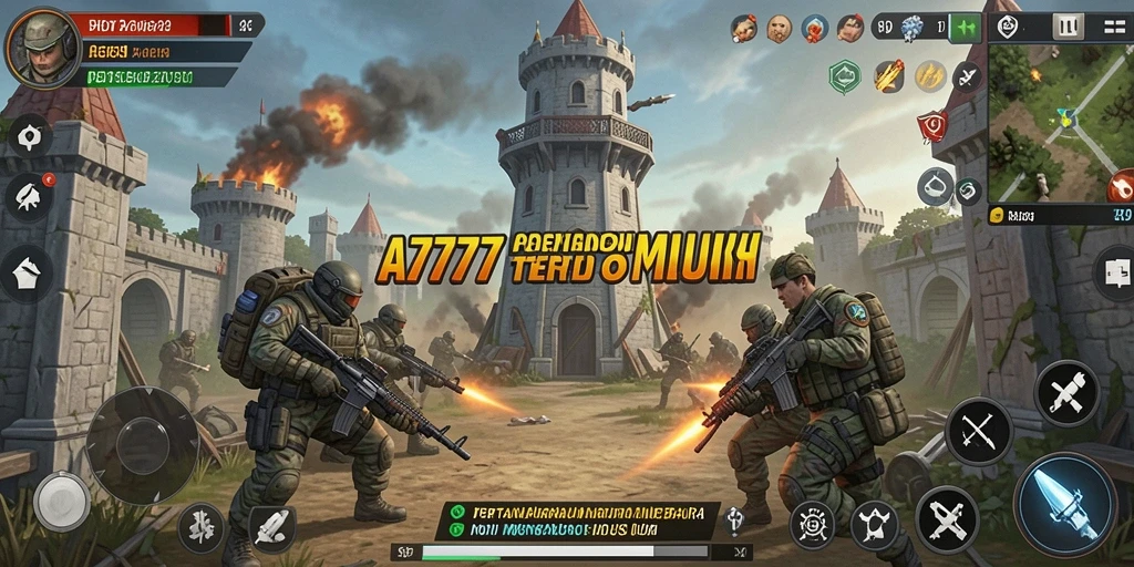 Tampilan aksi seru dalam gameplay Tower Defense A7777.