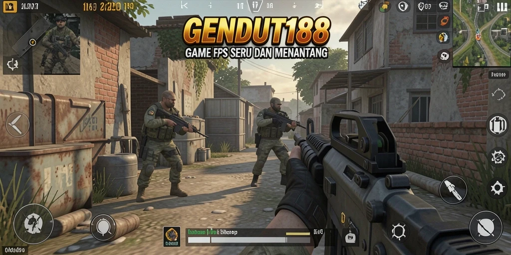 Screenshot utama GENDUT188 menampilkan aksi gameplay FPS yang mendebarkan.