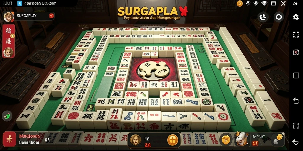Screenshot gameplay SURGAPLAY menampilkan suasana permainan Mahjong yang seru.