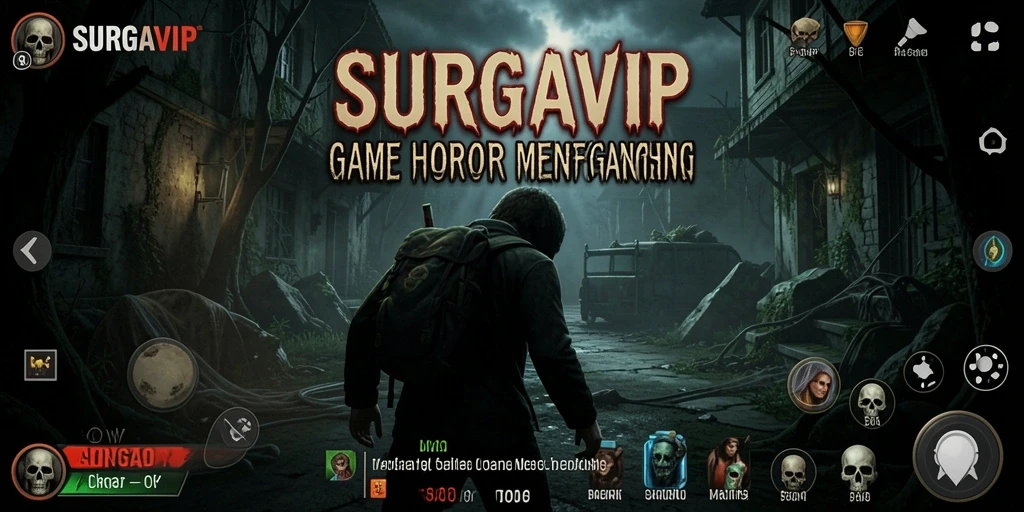 Gameplay SURGAVIP yang menyeramkan dengan atmosfer mencekam dan efek suara mendebarkan.