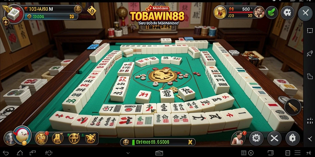 Tangkapan layar permainan TOBAWIN88 dengan mekanika Mahjong yang menarik.